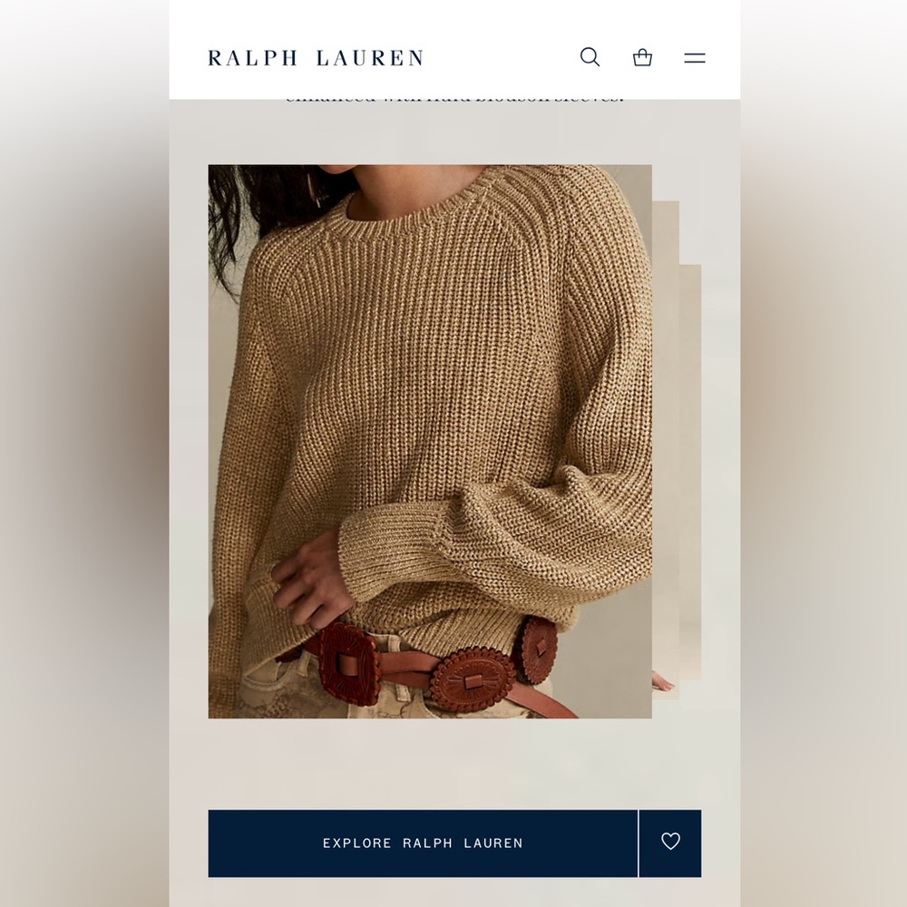 Ralph Lauren BLOUSON SLEEVE SWEATER BRAIDED JAPANESE SILK